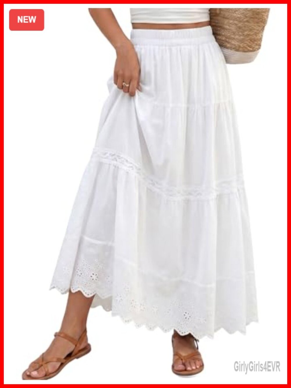 Women's Tiered Maxi Skirt Boho Flowy A-Line High Waisted Summer Beach